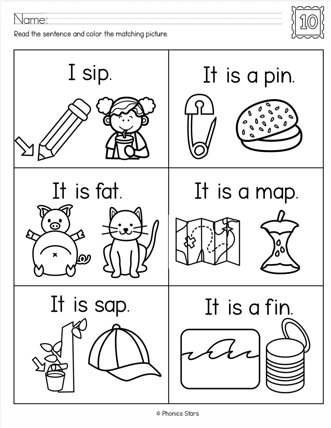 Read and Match worksheet preview